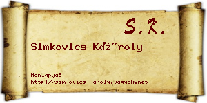 Simkovics Károly névjegykártya