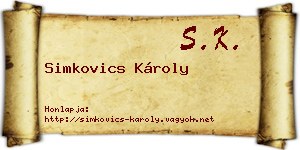 Simkovics Károly névjegykártya